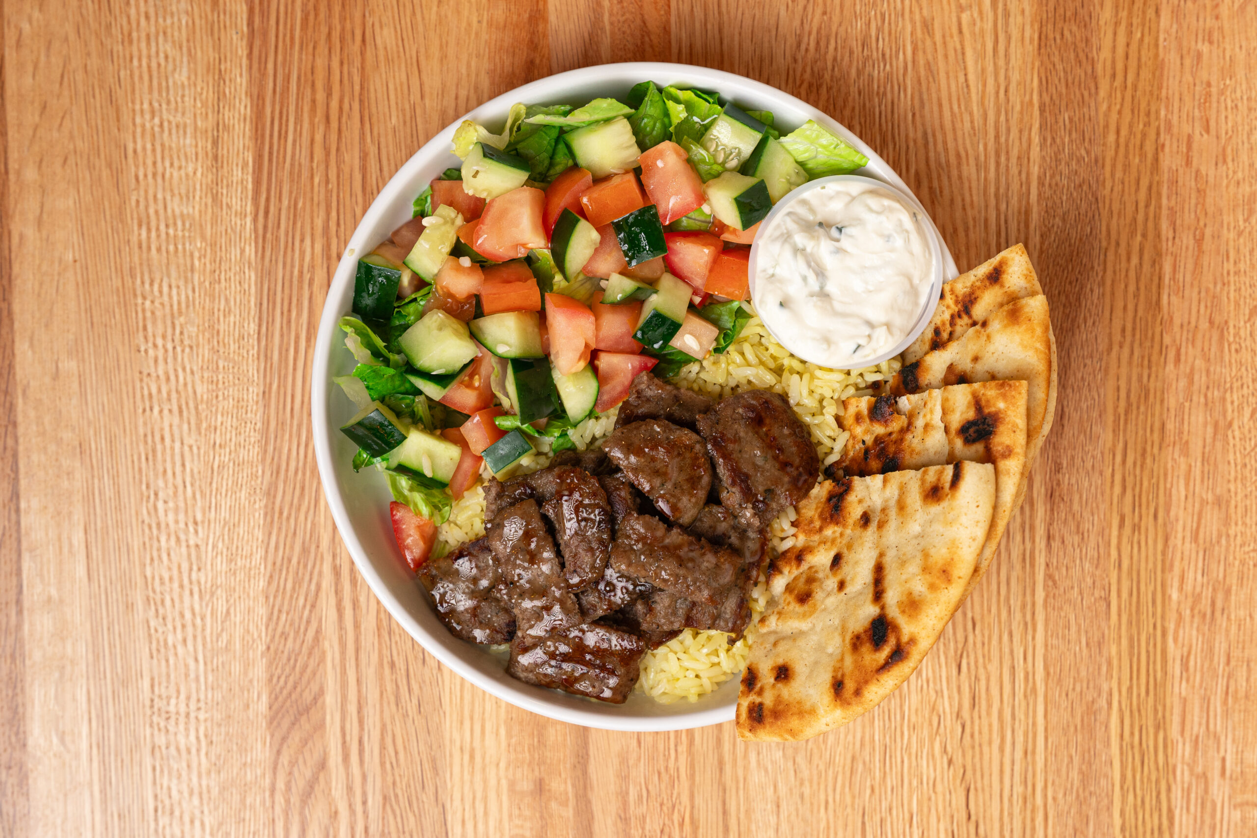 Beef La Rosa Bowl at the La Rosa chicken restaurant in Richmond Valley, Staten Island